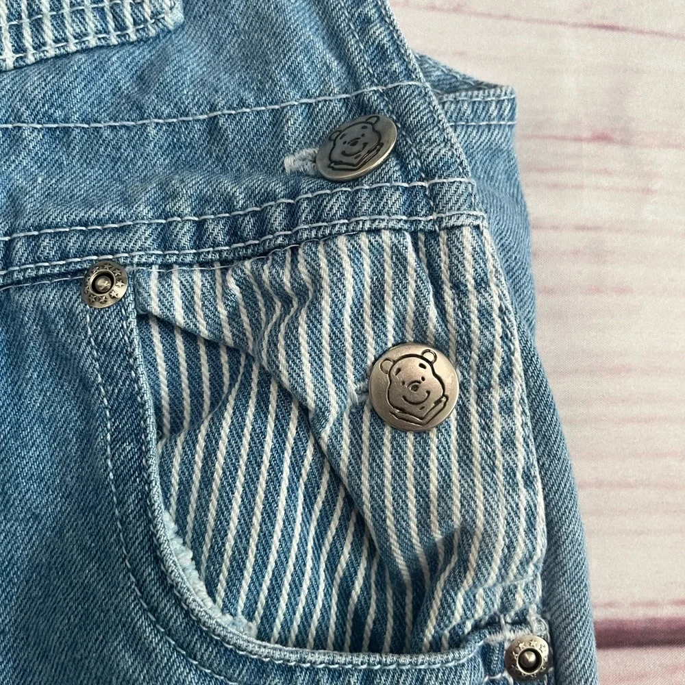 Vintage Disney Winnie the Pooh Denim Overall Shorts Girls' Size 3T - Picture 4 of 5